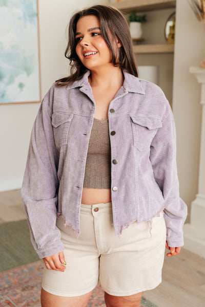 Main Stage Corduroy Jacket in Lavender|Corner Stone Spa Boutique-Layers- Corner Stone Spa and Salon Boutique in Stoughton, Wisconsin