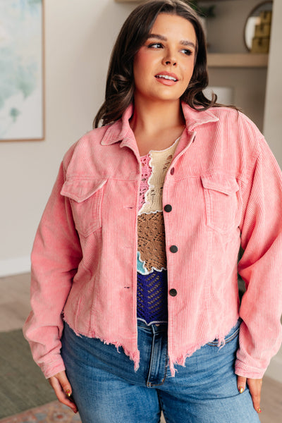Main Stage Corduroy Jacket in Neon Pink|Corner Stone Spa Boutique-Layers- Corner Stone Spa and Salon Boutique in Stoughton, Wisconsin