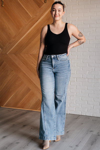 Melia High Rise Side Seam Detail Wide Leg Jeans-Womens- Corner Stone Spa and Salon Boutique in Stoughton, Wisconsin