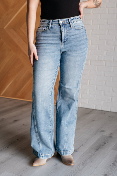 Melia High Rise Side Seam Detail Wide Leg Jeans-Womens- Corner Stone Spa and Salon Boutique in Stoughton, Wisconsin