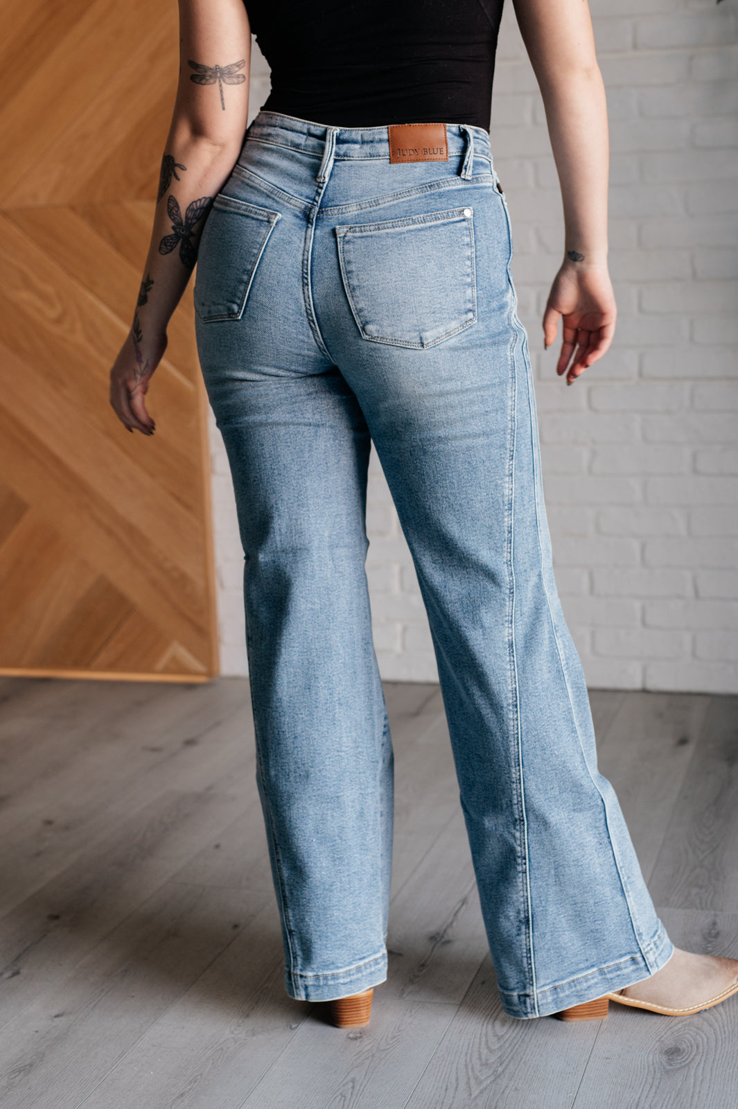 Melia High Rise Side Seam Detail Wide Leg Jeans-Womens- Corner Stone Spa and Salon Boutique in Stoughton, Wisconsin