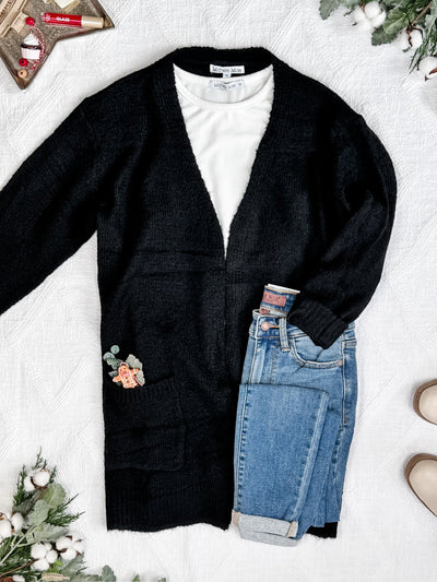 Madison Cozy Cardigan - Jet Black- Corner Stone Spa and Salon Boutique in Stoughton, Wisconsin