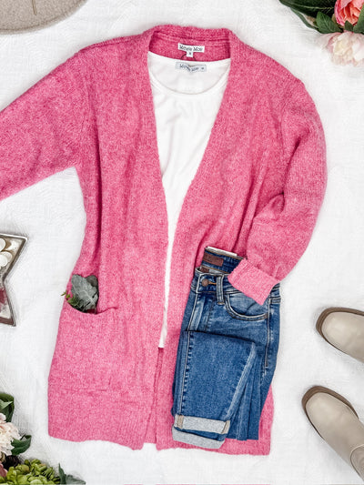 Madison Cozy Cardigan - Pink- Corner Stone Spa and Salon Boutique in Stoughton, Wisconsin