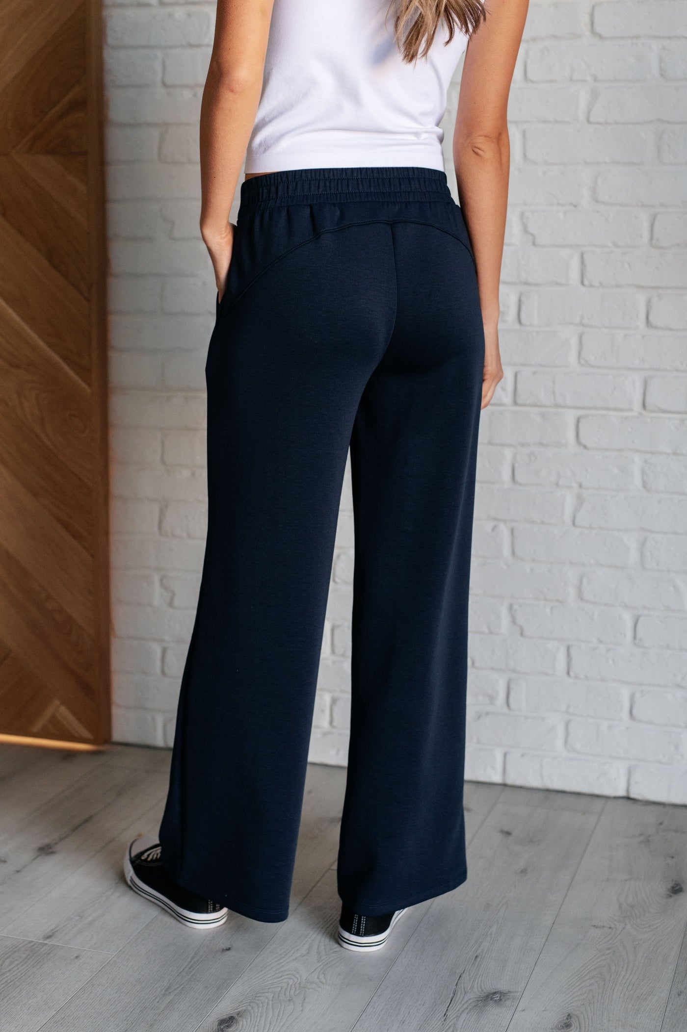 Resort Travel Wide Leg Crop Pant in Navy|Corner Stone Spa Boutique-Athleisure- Corner Stone Spa and Salon Boutique in Stoughton, Wisconsin