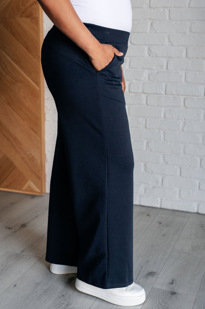 Resort Travel Wide Leg Crop Pant in Navy|Corner Stone Spa Boutique-Athleisure- Corner Stone Spa and Salon Boutique in Stoughton, Wisconsin