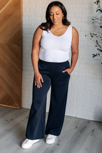 Resort Travel Wide Leg Crop Pant in Navy|Corner Stone Spa Boutique-Athleisure- Corner Stone Spa and Salon Boutique in Stoughton, Wisconsin