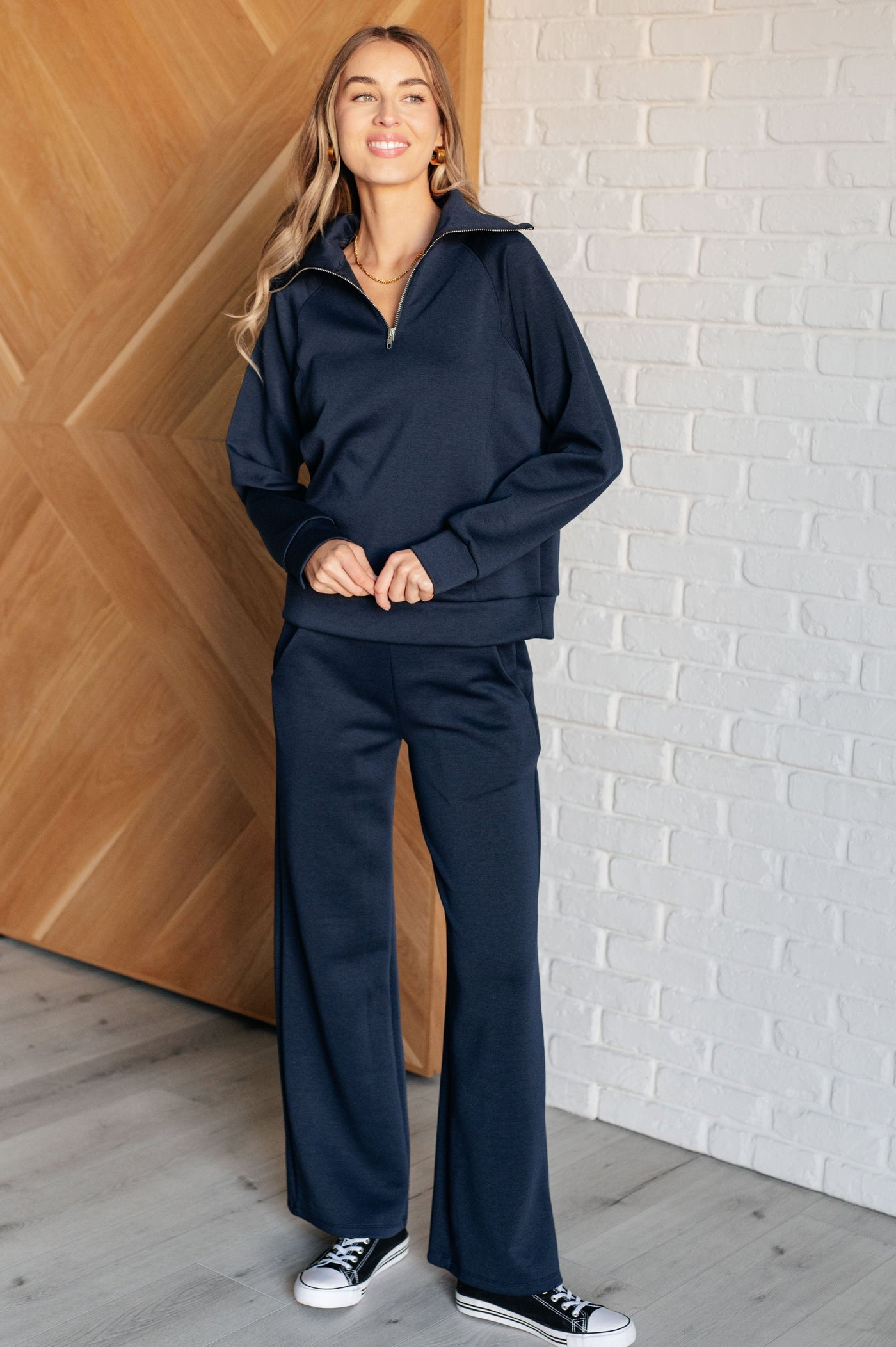 Resort Travel Wide Leg Crop Pant in Navy|Corner Stone Spa Boutique-Athleisure- Corner Stone Spa and Salon Boutique in Stoughton, Wisconsin