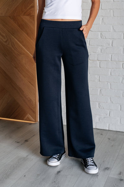 Resort Travel Wide Leg Crop Pant in Navy|Corner Stone Spa Boutique-Athleisure- Corner Stone Spa and Salon Boutique in Stoughton, Wisconsin