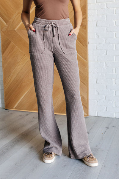 Set Process Mineral Wash Waffle Knit Pants in Brown|Corner Stone Spa Boutique-Athleisure- Corner Stone Spa and Salon Boutique in Stoughton, Wisconsin