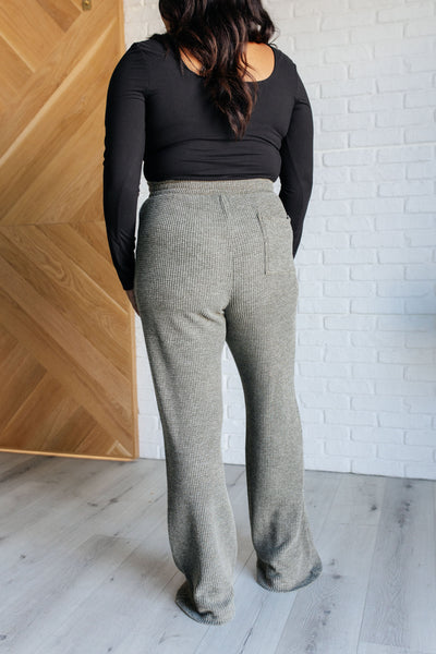 Set Process Mineral Wash Waffle Knit Pants in Olive|Corner Stone Spa Boutique-Athleisure- Corner Stone Spa and Salon Boutique in Stoughton, Wisconsin