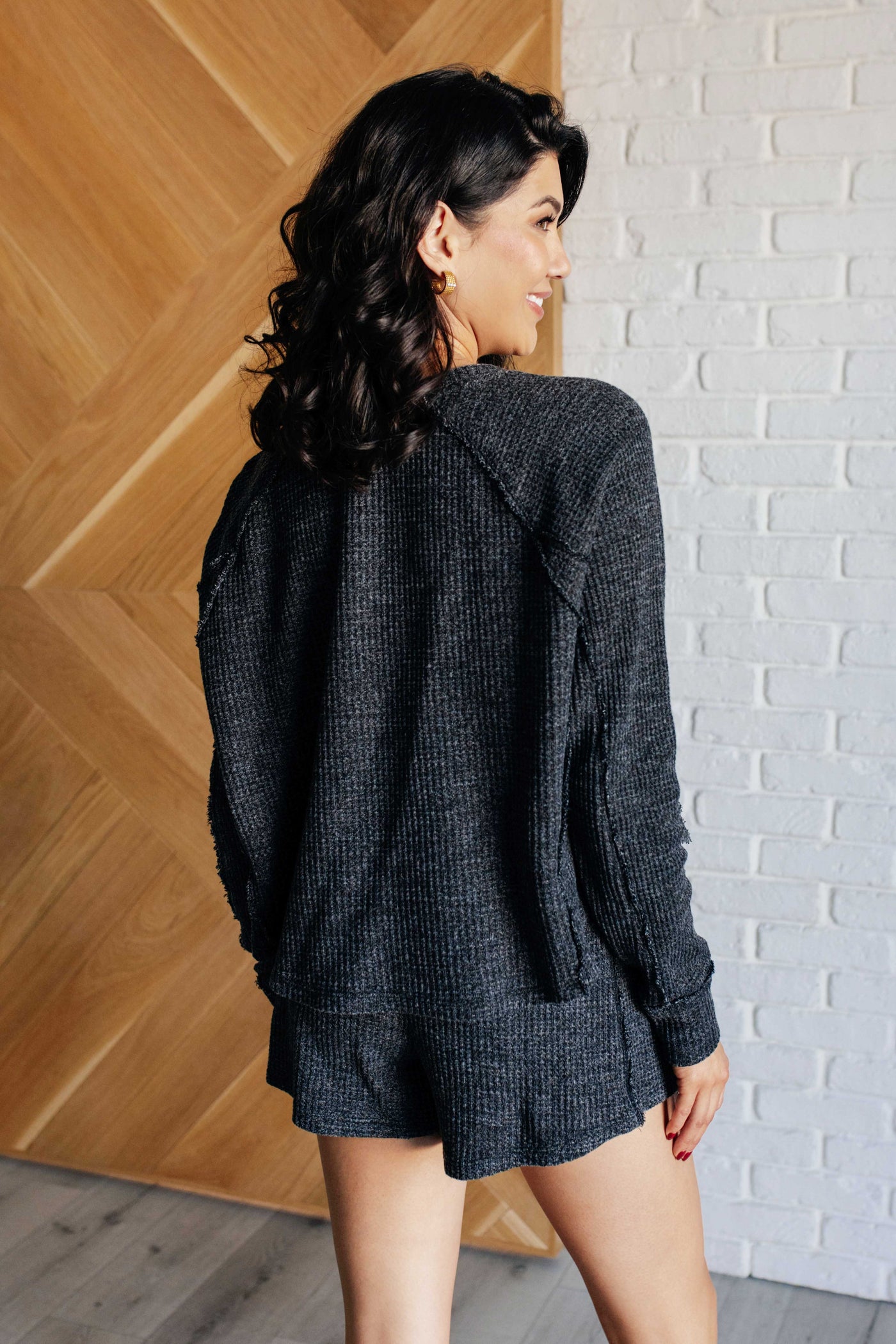 Set Process Mineral Wash Waffle Knit Set in Black|Corner Stone Spa Boutique-Sets- Corner Stone Spa and Salon Boutique in Stoughton, Wisconsin