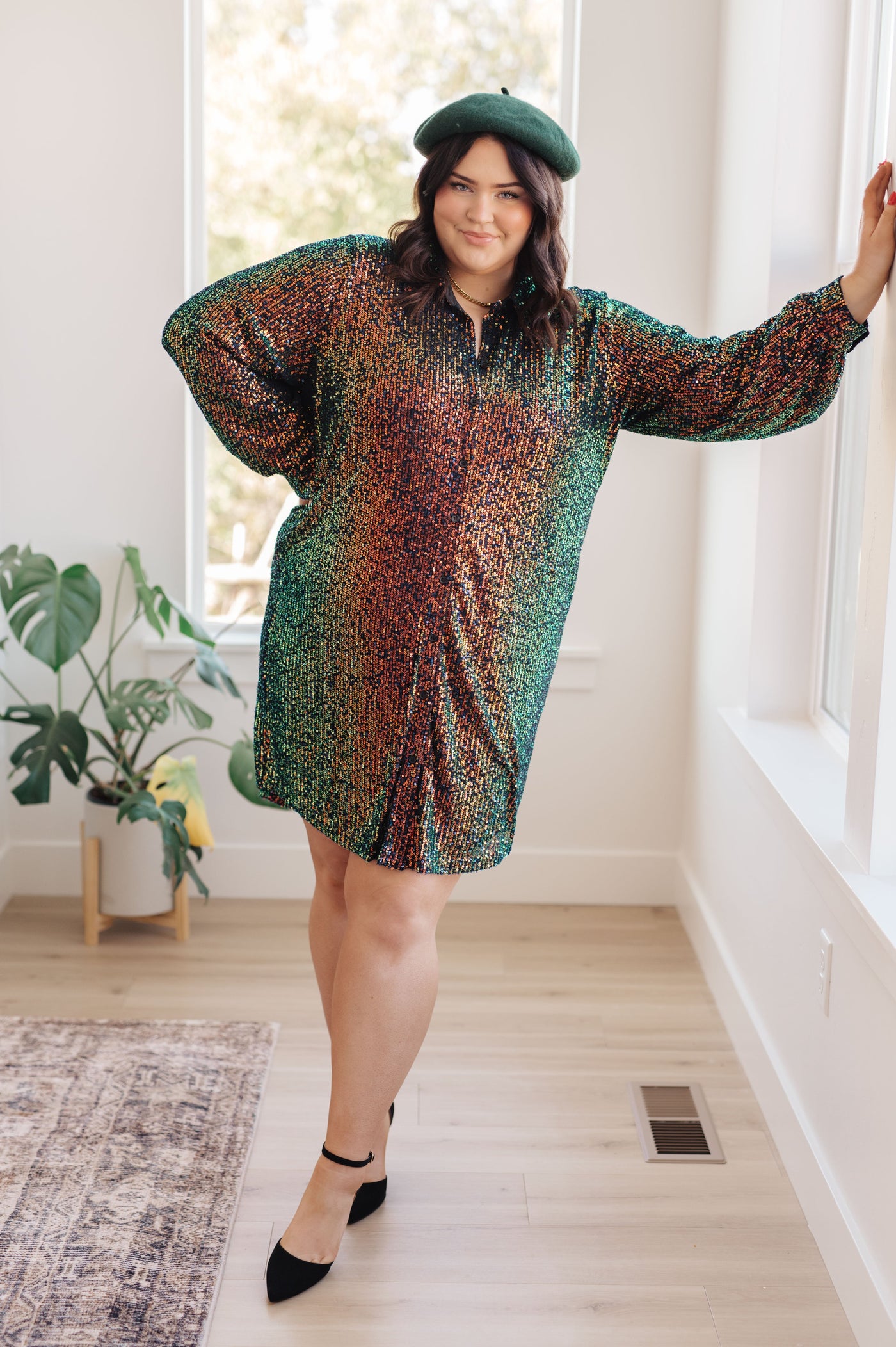 Shimmering Splendor Sequin Shirt Dress|Corner Stone Spa Boutique-Dresses- Corner Stone Spa and Salon Boutique in Stoughton, Wisconsin