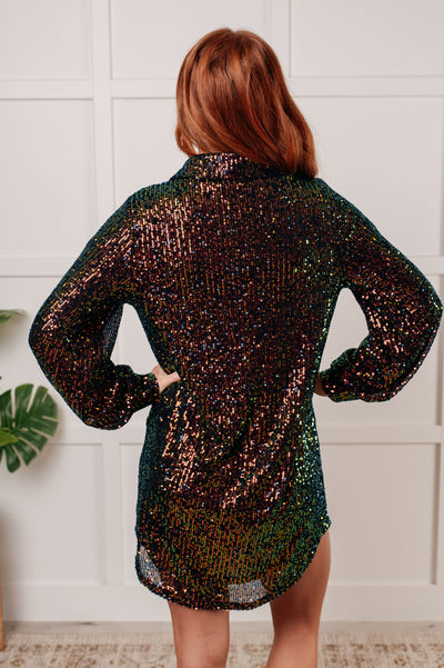 Shimmering Splendor Sequin Shirt Dress|Corner Stone Spa Boutique-Dresses- Corner Stone Spa and Salon Boutique in Stoughton, Wisconsin