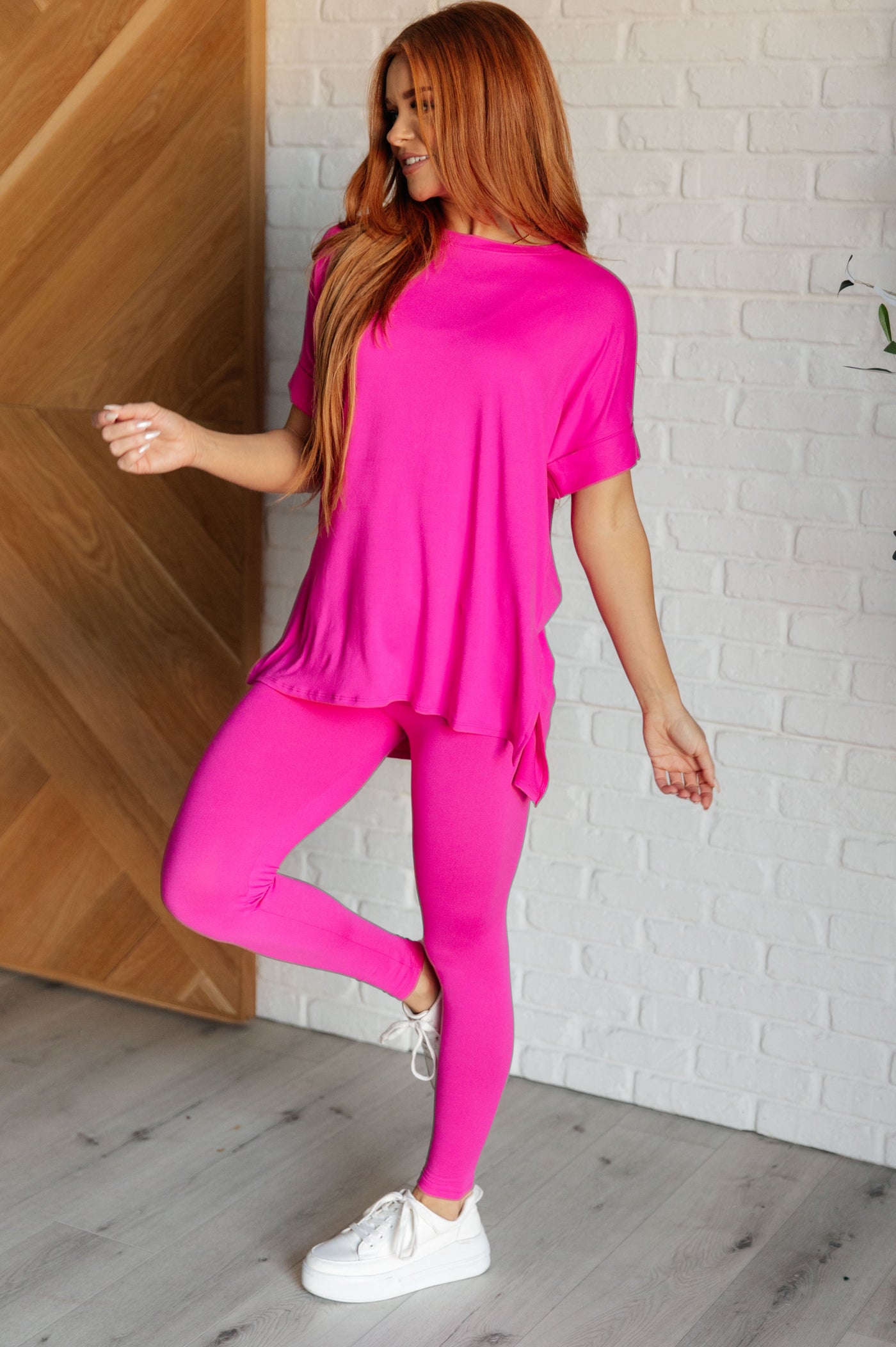 Soft Serve Brushed Microfiber Set in Neon Hot Pink|Corner Stone Spa Boutique-Athleisure- Corner Stone Spa and Salon Boutique in Stoughton, Wisconsin