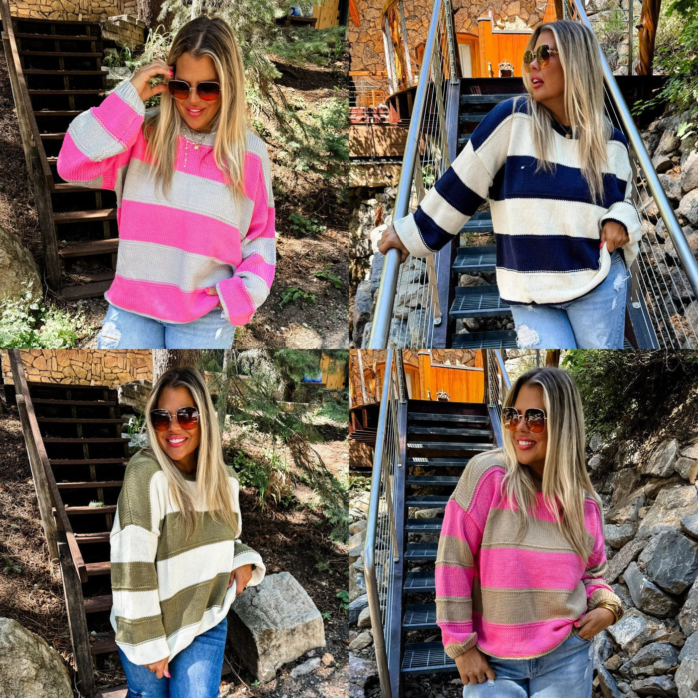 PREORDER: Kadie Stripe Knit Sweater in Four Colors|Corner Stone Spa Boutique-Womens- Corner Stone Spa and Salon Boutique in Stoughton, Wisconsin