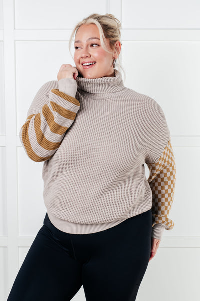 Super Seasonal Patchwork Waffle Knit Sweater-Tops- Corner Stone Spa and Salon Boutique in Stoughton, Wisconsin