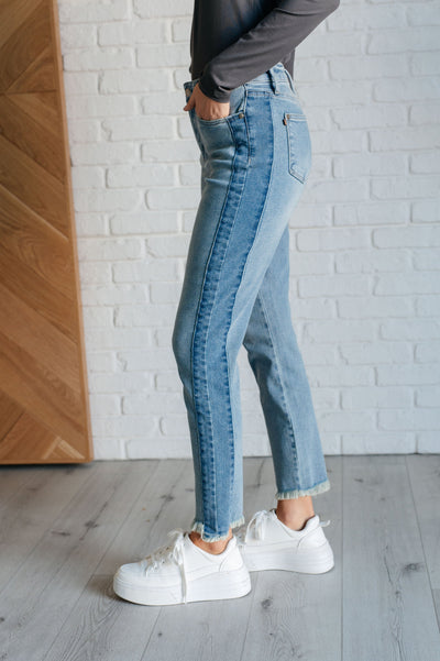 Susan High Rise Side Panel Detail Slim Jeans|Corner Stone Spa Boutique-Denim- Corner Stone Spa and Salon Boutique in Stoughton, Wisconsin