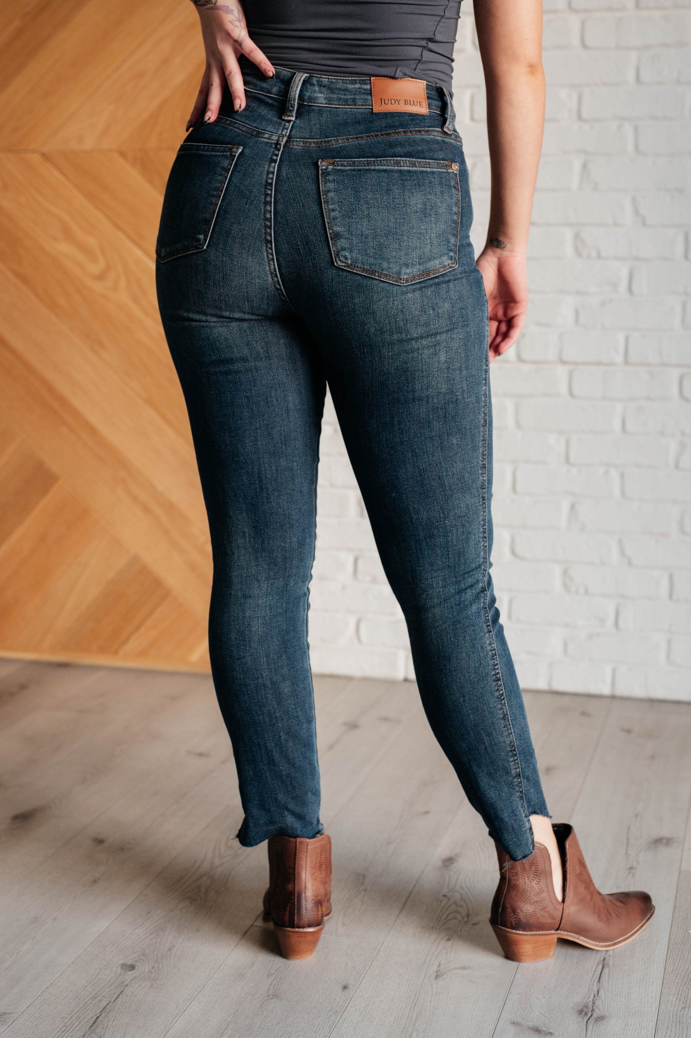 Tessa High Rise Control Top Step Hem Skinny Jeans|Corner Stone Spa Boutique-Womens- Corner Stone Spa and Salon Boutique in Stoughton, Wisconsin