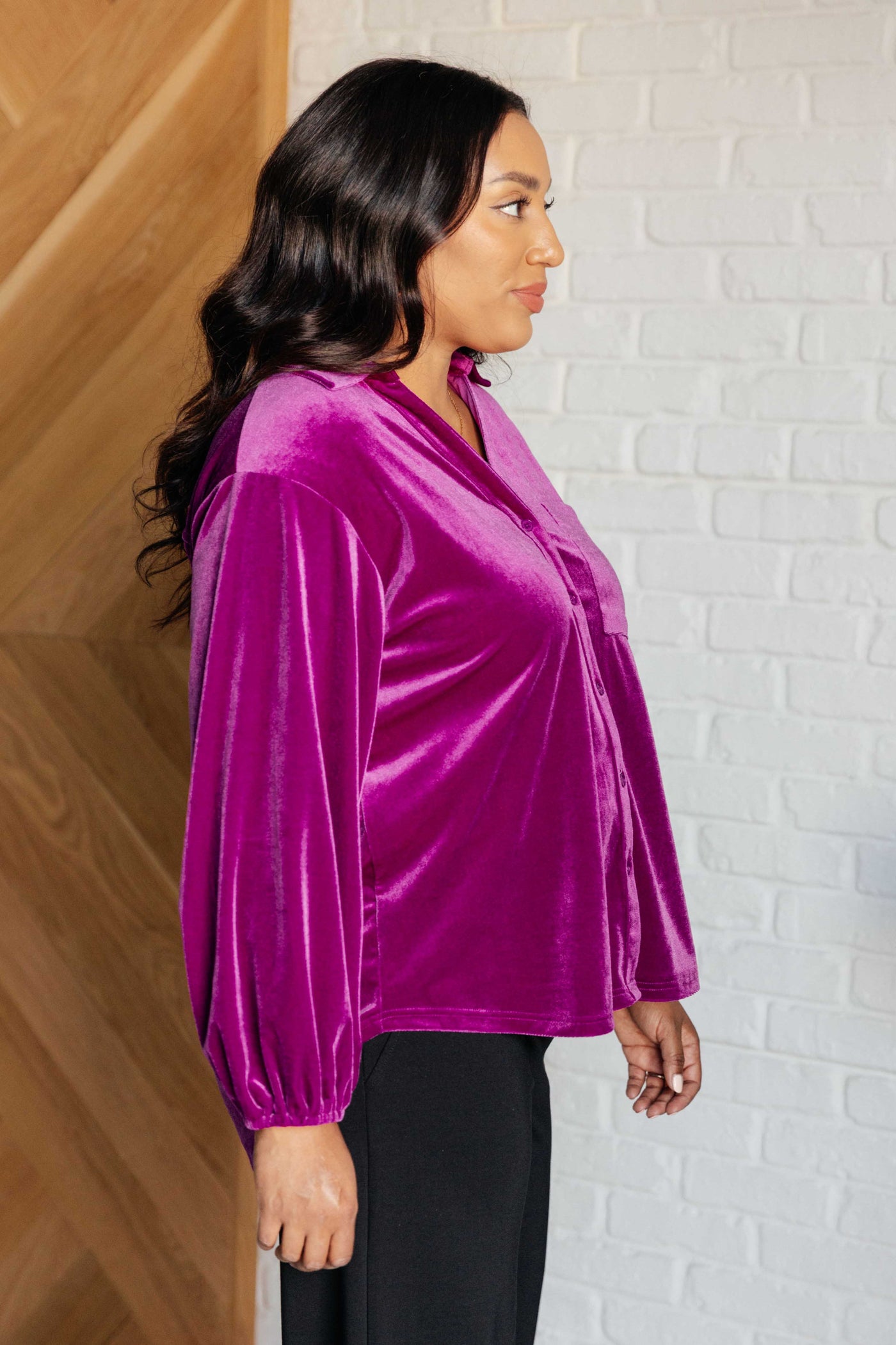 The Best Policy Velvet Balloon Sleeve Top|Corner Stone Spa Boutique-Tops- Corner Stone Spa and Salon Boutique in Stoughton, Wisconsin