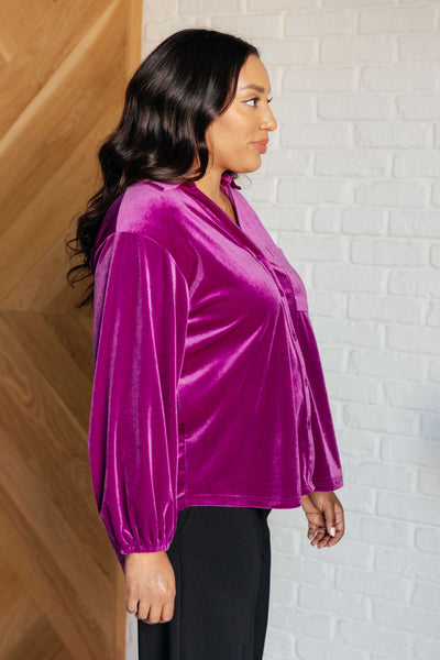 The Best Policy Velvet Balloon Sleeve Top|Corner Stone Spa Boutique-Tops- Corner Stone Spa and Salon Boutique in Stoughton, Wisconsin