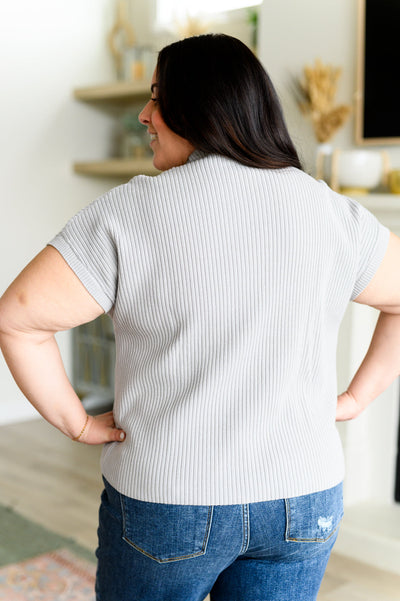 This Little Life Mock Neck Short Sleeve Sweater in Grey|Corner Stone Spa Boutique-Tops- Corner Stone Spa and Salon Boutique in Stoughton, Wisconsin