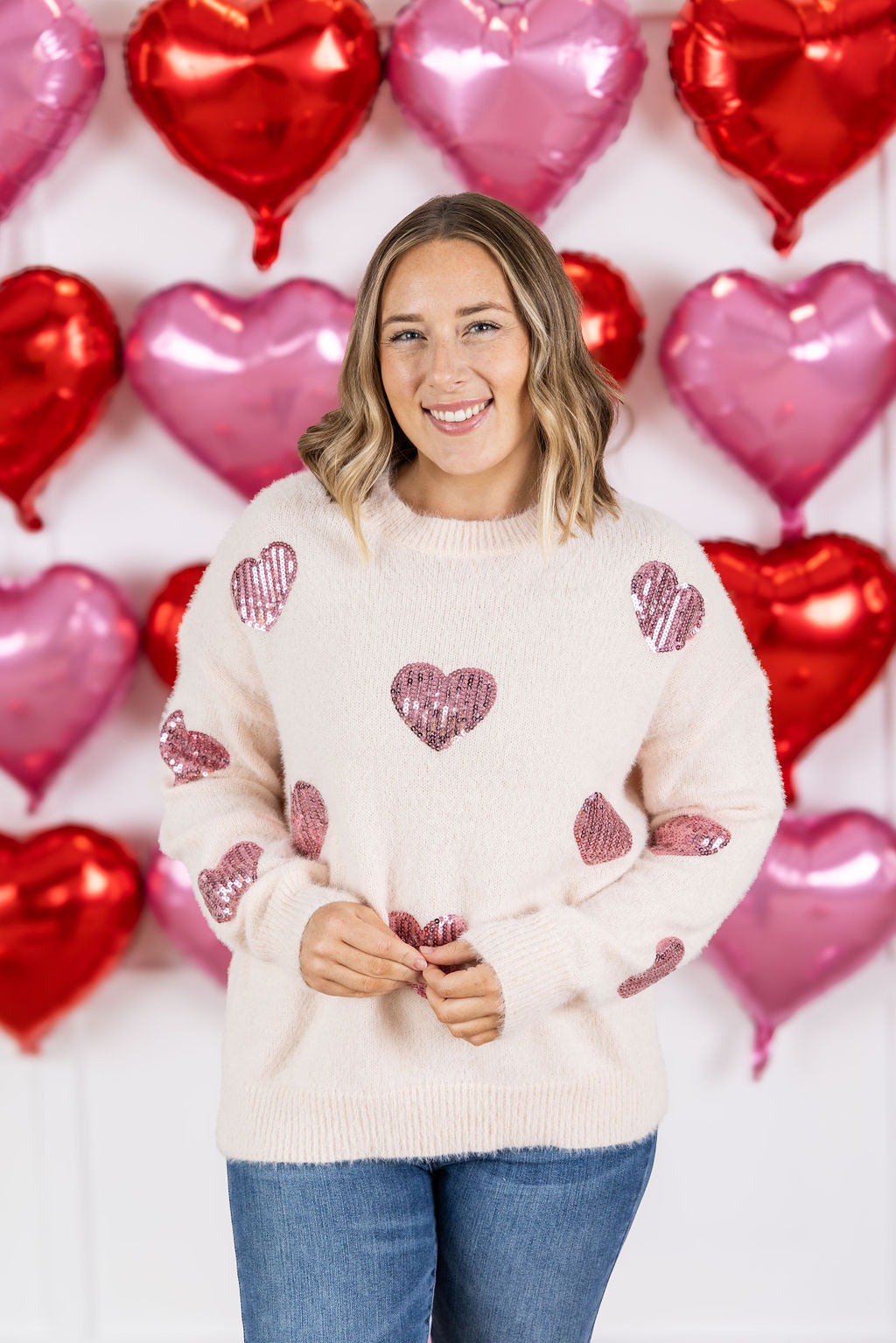 Sparkle Hearts Sweater-clothing- Corner Stone Spa and Salon Boutique in Stoughton, Wisconsin