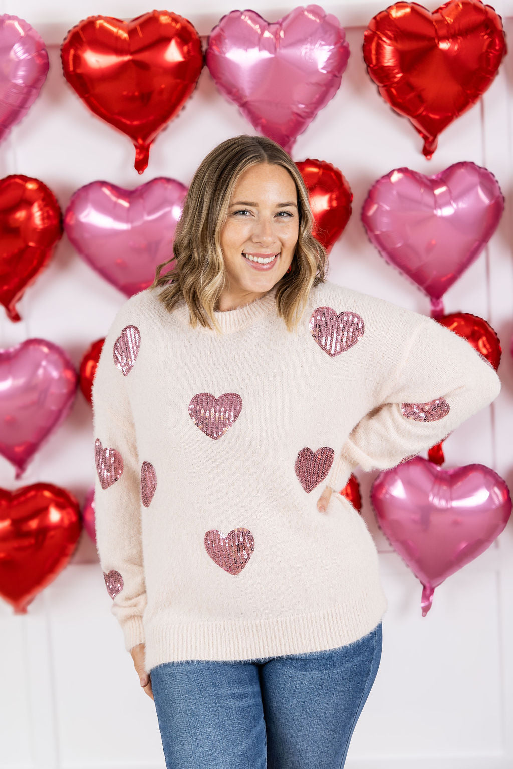 Sparkle Hearts Sweater-clothing- Corner Stone Spa and Salon Boutique in Stoughton, Wisconsin