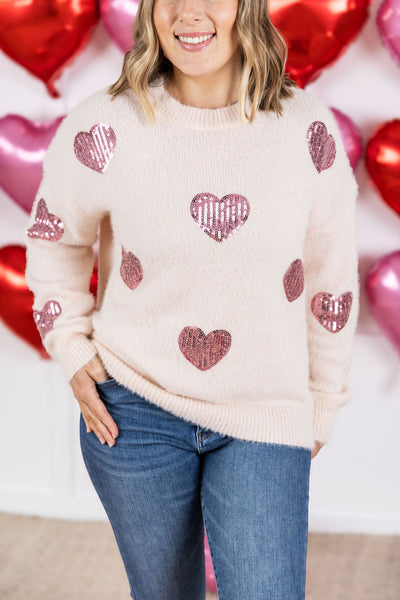 Sparkle Hearts Sweater-clothing- Corner Stone Spa and Salon Boutique in Stoughton, Wisconsin