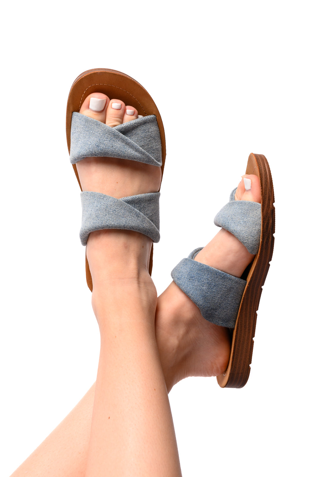 With a Twist Sandal in Denim|Corner Stone Spa Boutique-Womens- Corner Stone Spa and Salon Boutique in Stoughton, Wisconsin