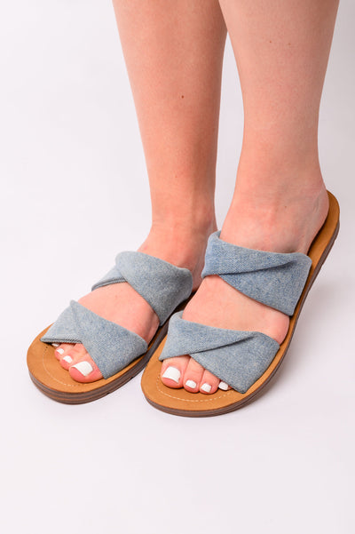 With a Twist Sandal in Denim|Corner Stone Spa Boutique-Womens- Corner Stone Spa and Salon Boutique in Stoughton, Wisconsin