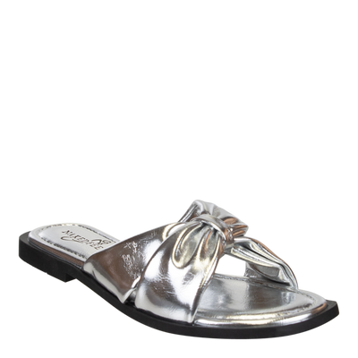 NAKED FEET - GOA in SILVER Flat Sandals-WOMEN FOOTWEAR- Corner Stone Spa and Salon Boutique in Stoughton, Wisconsin