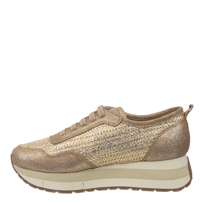 NAKED FEET - KINETIC in GOLD RAFFIA Platform Sneakers-WOMEN FOOTWEAR- Corner Stone Spa and Salon Boutique in Stoughton, Wisconsin