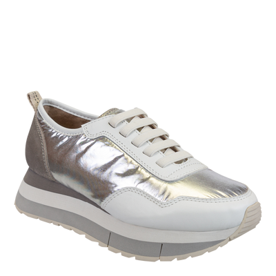 NAKED FEET - KINETIC in SILVER Platform Sneakers-WOMEN FOOTWEAR- Corner Stone Spa and Salon Boutique in Stoughton, Wisconsin