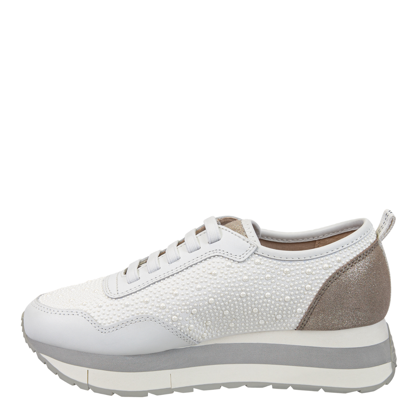 NAKED FEET - KINETIC in WHITE PEARL Platform Sneakers-WOMEN FOOTWEAR- Corner Stone Spa and Salon Boutique in Stoughton, Wisconsin