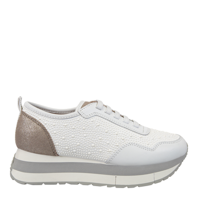 NAKED FEET - KINETIC in WHITE PEARL Platform Sneakers-WOMEN FOOTWEAR- Corner Stone Spa and Salon Boutique in Stoughton, Wisconsin