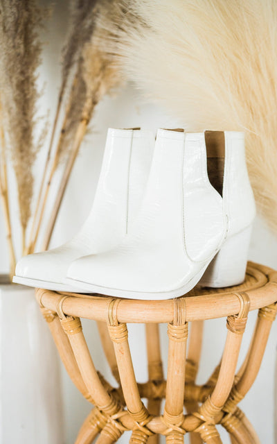 Tarim Bootie in White Croc-Shoes- Corner Stone Spa and Salon Boutique in Stoughton, Wisconsin