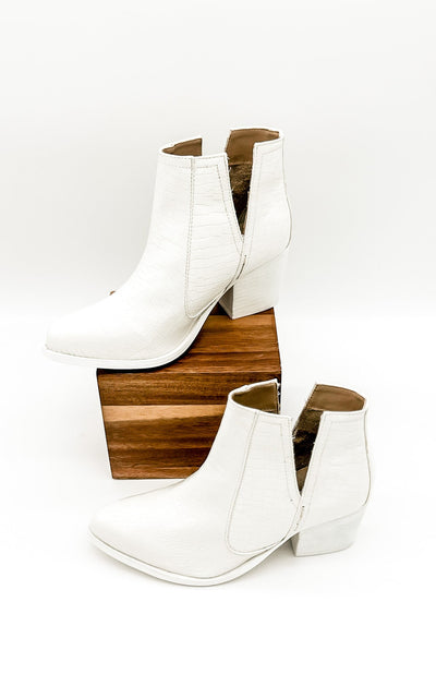 Tarim Bootie in White Croc-Shoes- Corner Stone Spa and Salon Boutique in Stoughton, Wisconsin