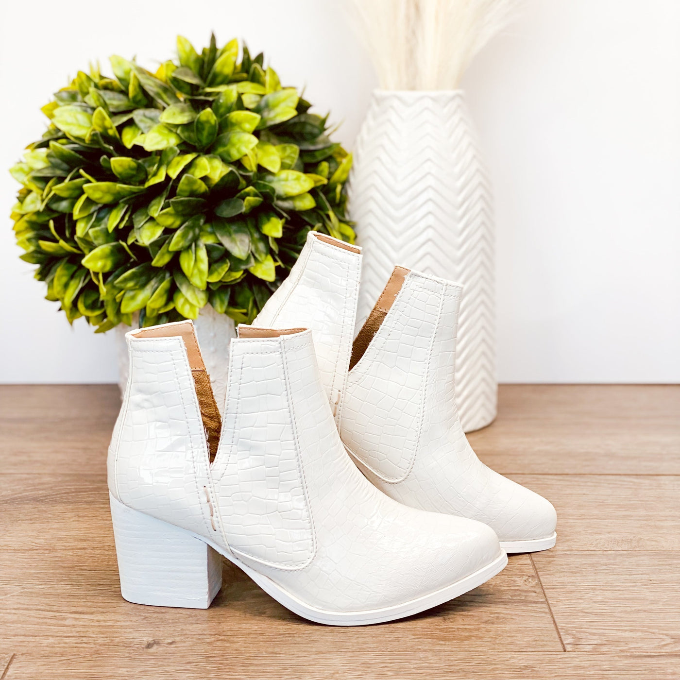 Tarim Bootie in White Croc-Shoes- Corner Stone Spa and Salon Boutique in Stoughton, Wisconsin