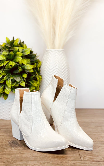 Tarim Bootie in White Croc-Shoes- Corner Stone Spa and Salon Boutique in Stoughton, Wisconsin