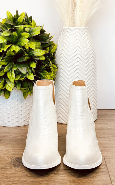 Tarim Bootie in White Croc-Shoes- Corner Stone Spa and Salon Boutique in Stoughton, Wisconsin