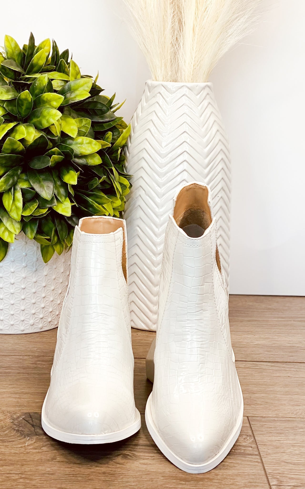 Tarim Bootie in White Croc-Shoes- Corner Stone Spa and Salon Boutique in Stoughton, Wisconsin