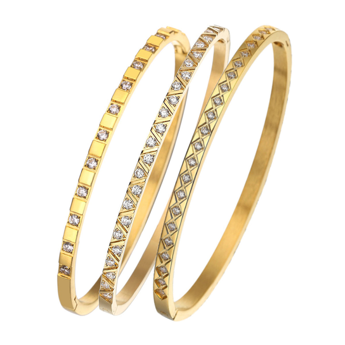 Cubic Zirconia Hinged Bangle Bracelet (With Box)-Bangles- Corner Stone Spa and Salon Boutique in Stoughton, Wisconsin