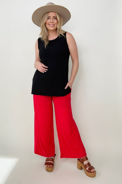 Zenana Smocked Waistband Wide Leg Pants-Pants- Corner Stone Spa and Salon Boutique in Stoughton, Wisconsin