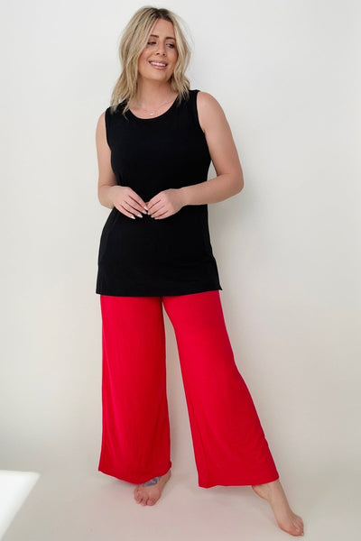 Zenana Smocked Waistband Wide Leg Pants-Pants- Corner Stone Spa and Salon Boutique in Stoughton, Wisconsin