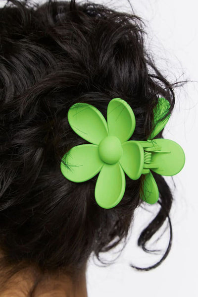 Green Flower Hair Claw Clip-Barrettes & Clips- Corner Stone Spa and Salon Boutique in Stoughton, Wisconsin