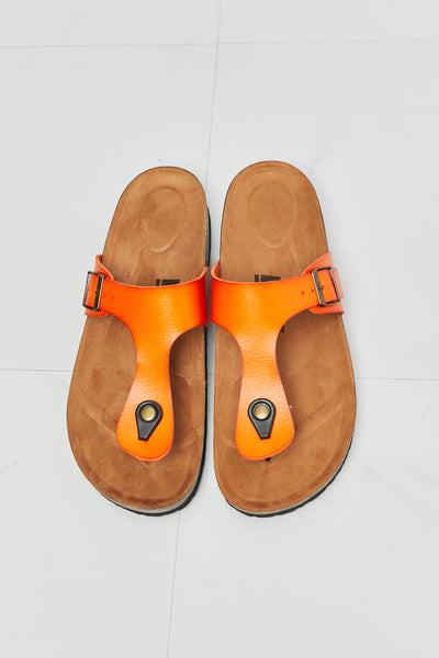 MMShoes Drift Away T-Strap Flip-Flop in Orange- Corner Stone Spa and Salon Boutique in Stoughton, Wisconsin