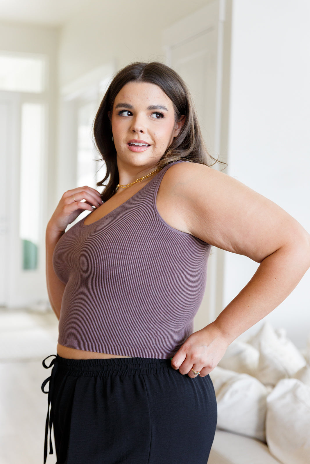 Fundamentals Ribbed Seamless Reversible Tank in Brown|Corner Stone Spa Boutique-Womens- Corner Stone Spa and Salon Boutique in Stoughton, Wisconsin