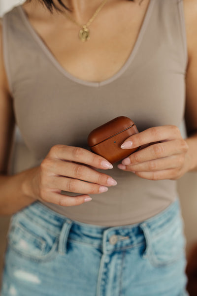 Genuine Leather Airpod Pro Protective Case in Brown|Corner Stone Spa Boutique-Womens- Corner Stone Spa and Salon Boutique in Stoughton, Wisconsin