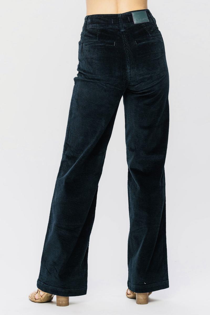 Judy Blue High Waist Emerald Corduroy Wide Leg Jeans-Jeans- Corner Stone Spa and Salon Boutique in Stoughton, Wisconsin