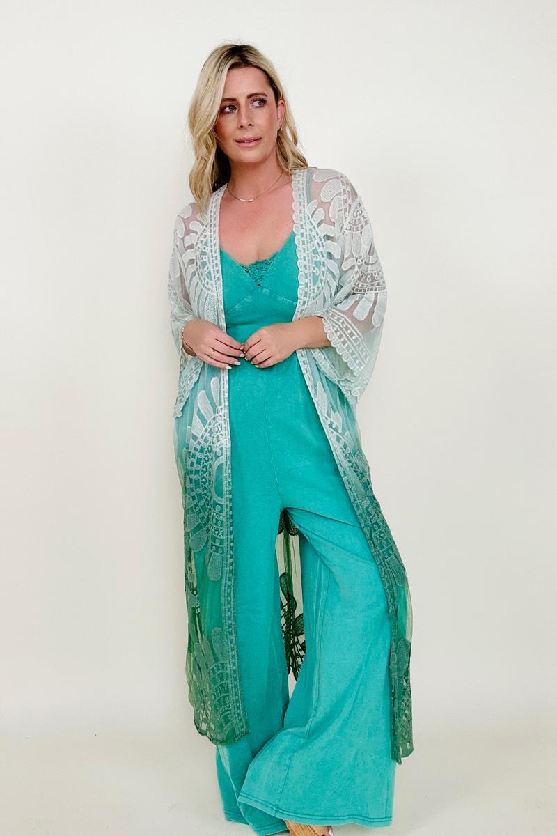 Leto Ombre Bohemian Lace Kimono-Kimonos- Corner Stone Spa and Salon Boutique in Stoughton, Wisconsin